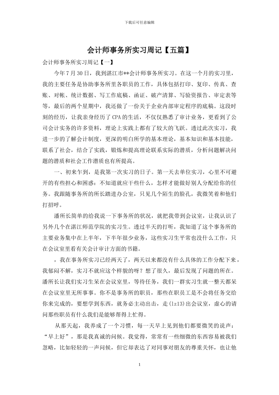 会计师事务所实习周记_第1页