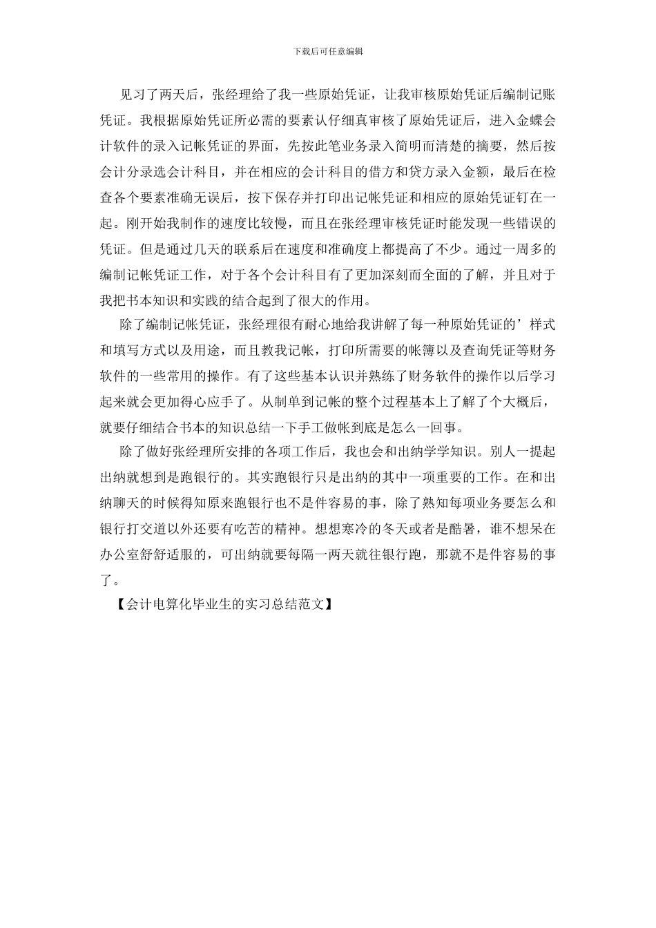 会计电算化毕业生的实习总结范文_第2页
