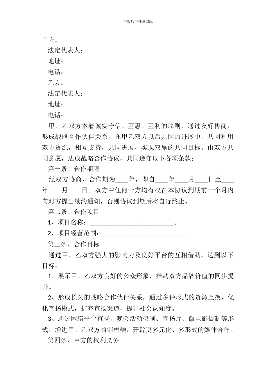 传媒公司战略合作协议范本_第2页