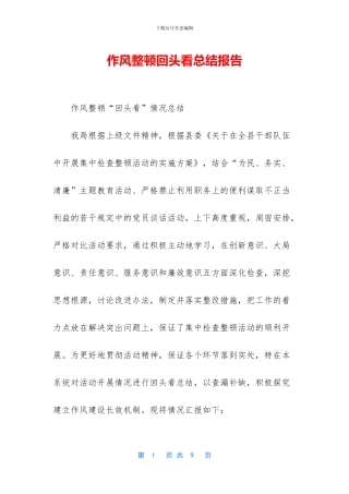 作风整顿回头看总结报告