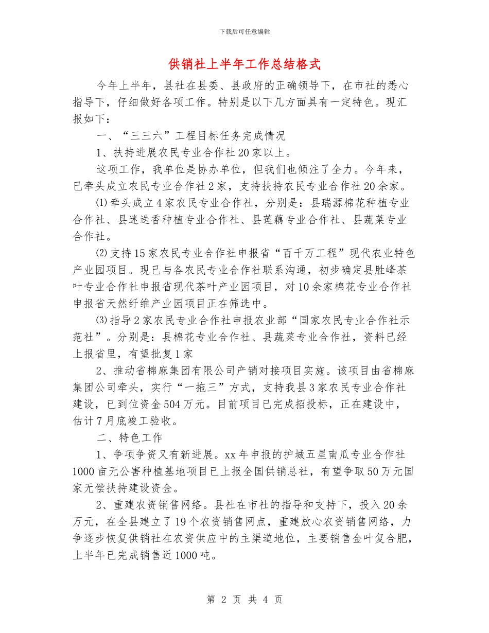 供销社上半年工作总结格式_第2页