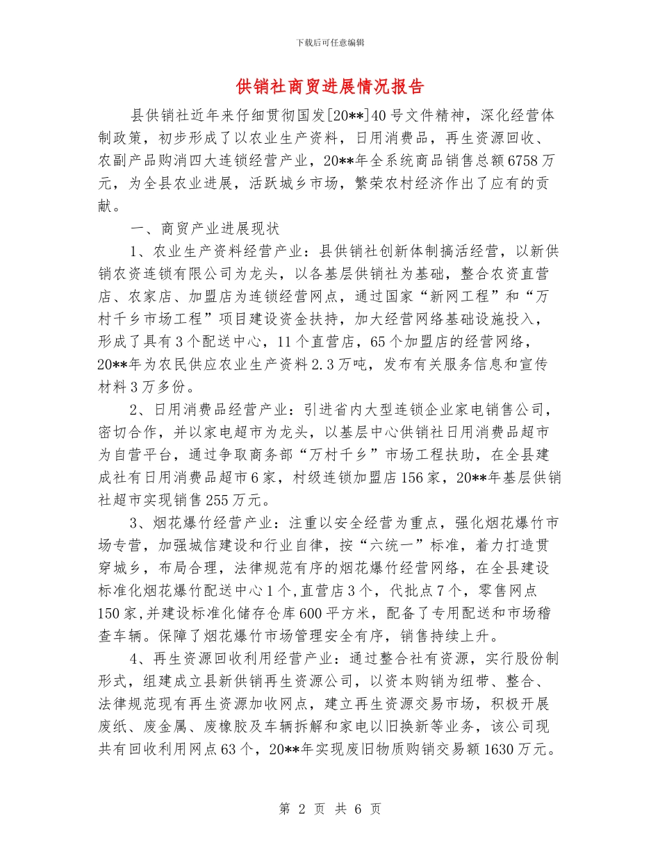 供销社商贸发展情况报告_第2页
