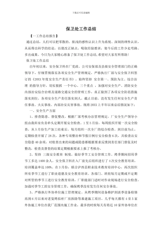 保卫处工作总结