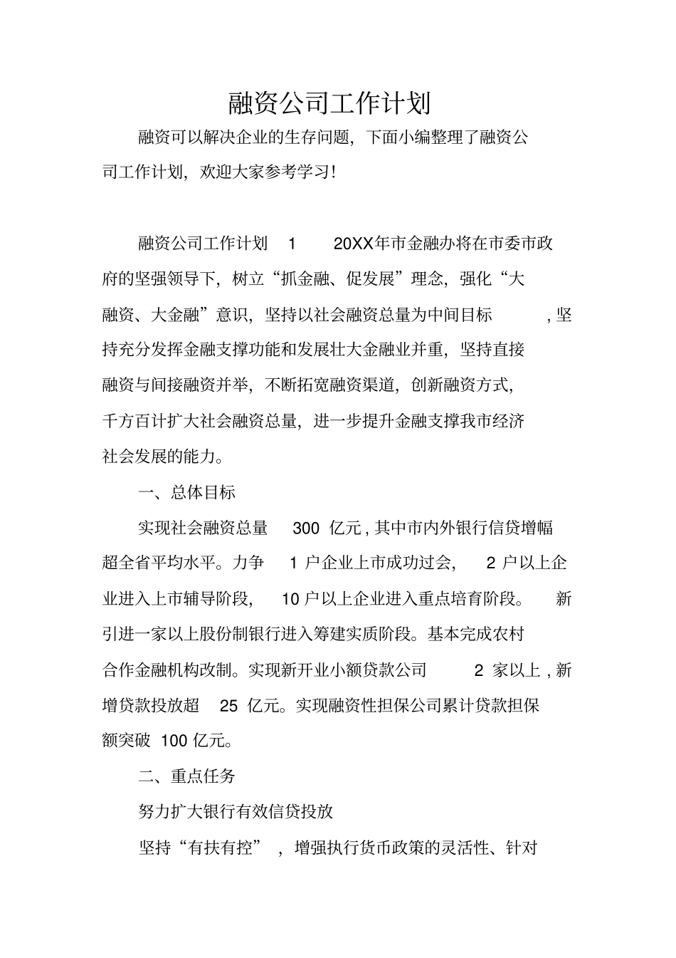 融资公司工作计划_第1页