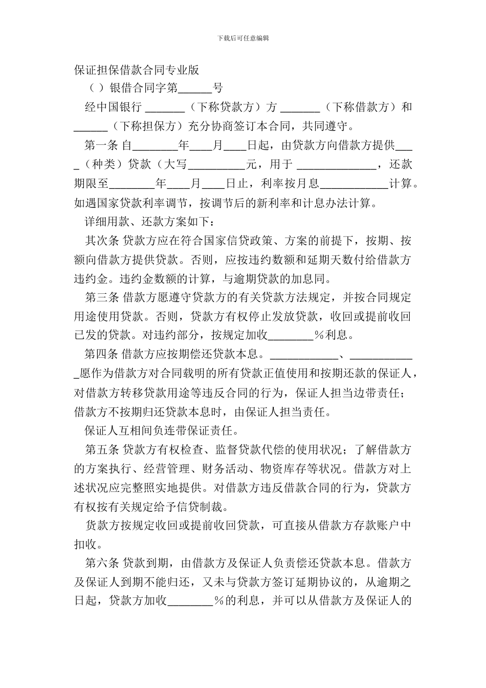保证担保借款合同专业版_第2页