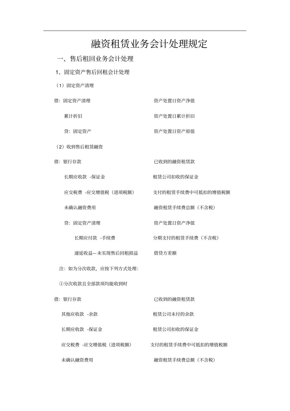 融资租赁业务会计处理规定_第1页