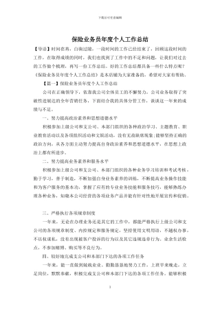 保险业务员年度个人工作总结