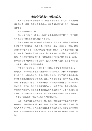 保险公司内勤年终总结范文
