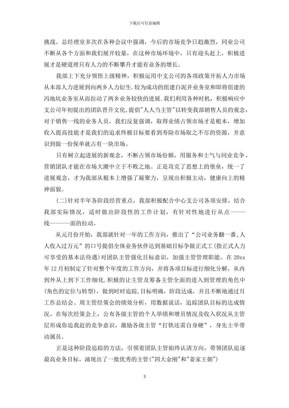 保险公司工作总结模板锦集6篇_第3页