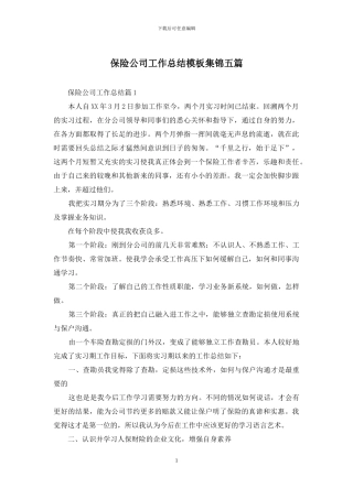 保险公司工作总结模板集锦五篇
