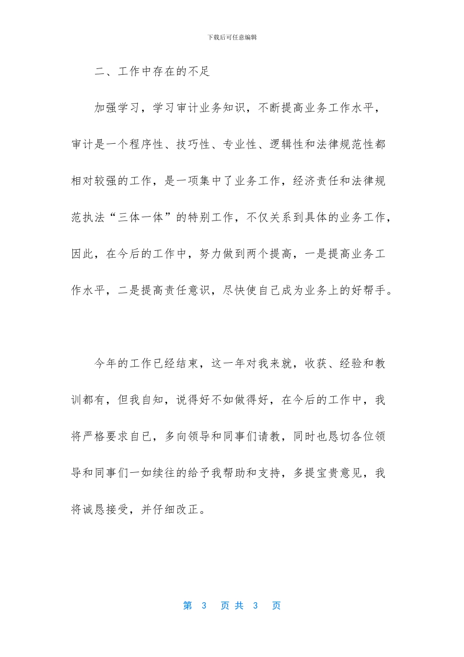 信用社审计员个人工作总结_第3页