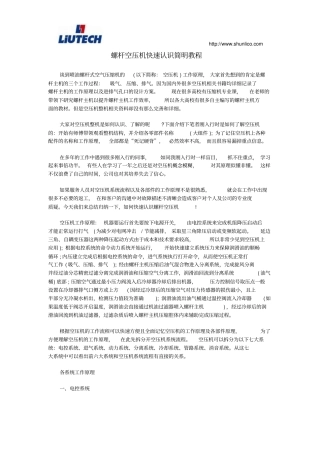 螺杆空压机快速认识简明教程资料