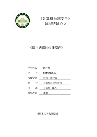 蠕虫病毒的传播原理资料