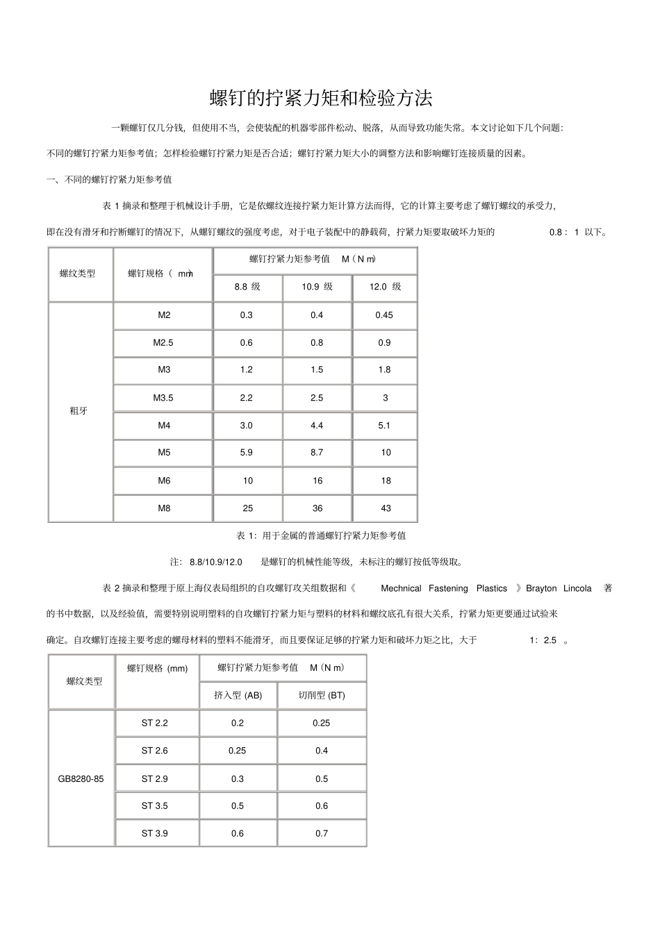 螺钉的拧紧力矩和检验方法_第1页