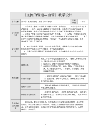 血流的管道—血管教学设计分析