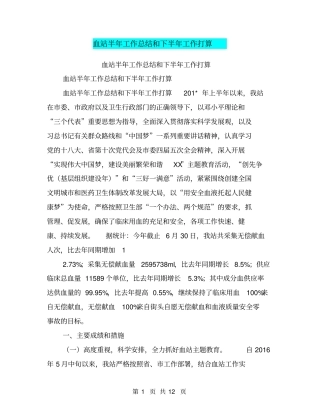 血站半年工作总结和下半年工作打算【可编辑版】