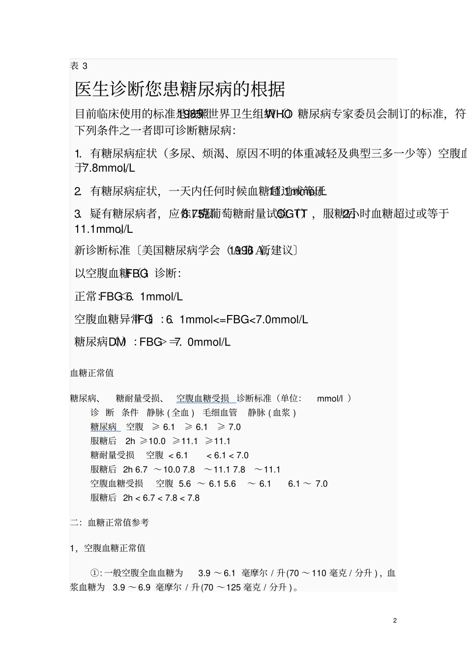 血糖正常值及糖尿病诊断标准_第2页