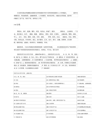 行业分类大全全解