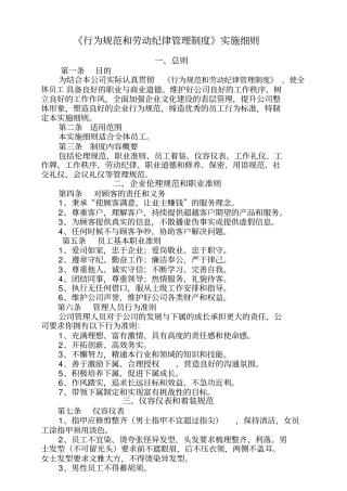 行为规范和劳动纪律实施细则