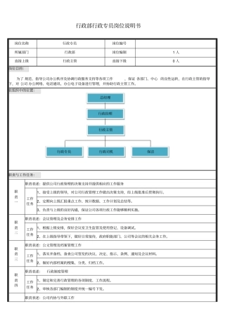 行政专员岗位说明书