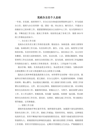 党政办主任个人总结