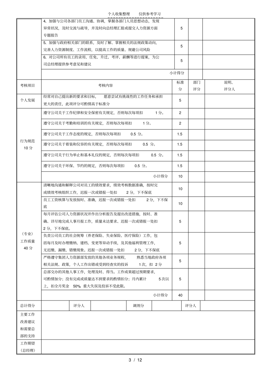 行政人事管理绩效考核表_第3页