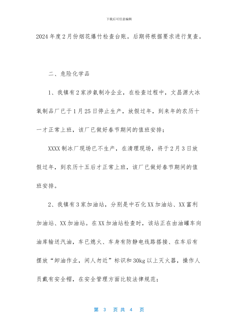 全面开展春节期间安全生产大检查和安全隐患治理工作总结_第3页