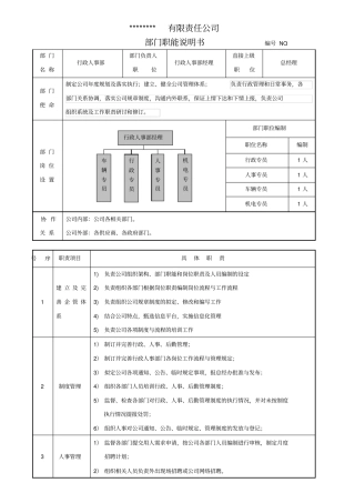 行政人事部部门职能