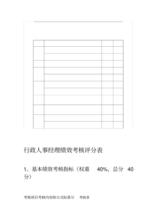 行政人事部绩效考核评分表