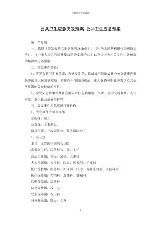 公共卫生应急突发预案