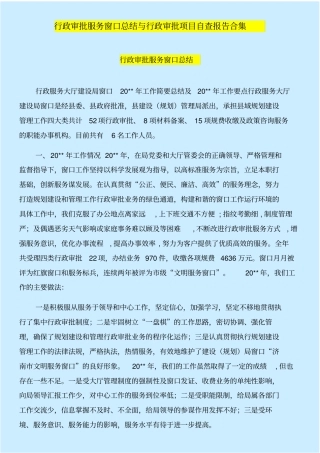 行政审批服务窗口总结与行政审批项目自查报告合集
