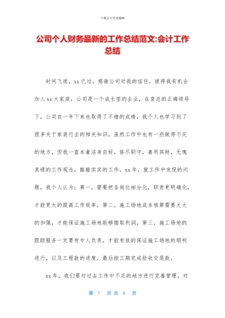 公司个人财务最新的工作总结范文
