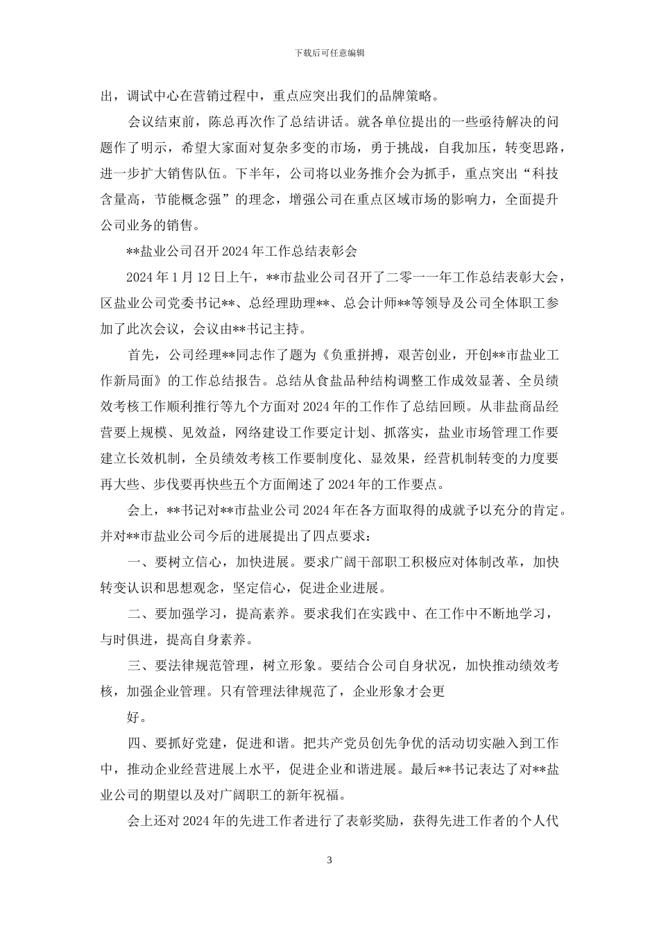 公司召开年度工作总结_第3页