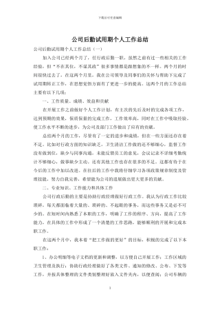 公司后勤试用期个人工作总结