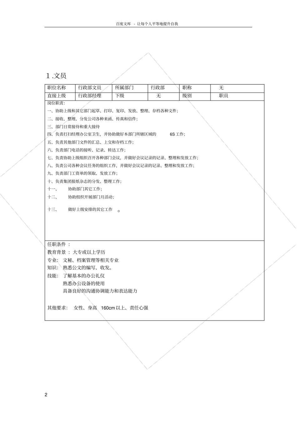 行政部职务说明书_第2页