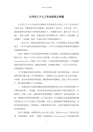 公司员工个人工作总结范文两篇