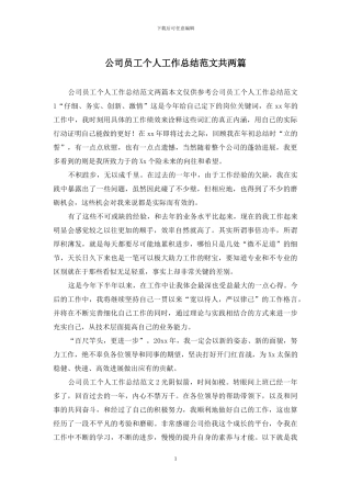 公司员工个人工作总结范文共两篇