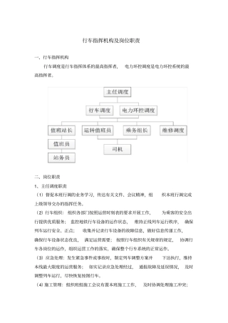 行车指挥机构及岗位职责