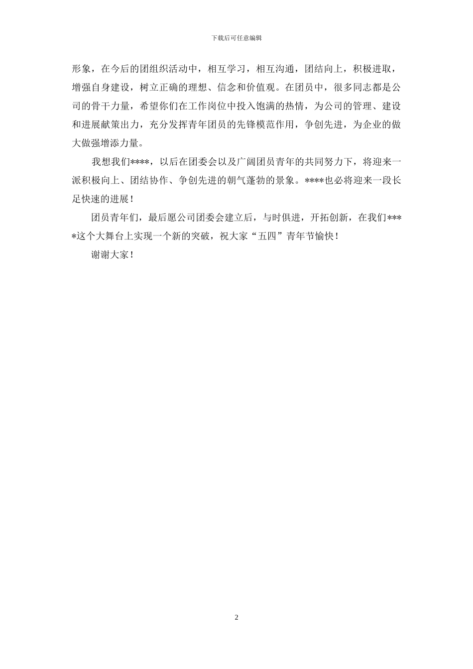 公司团委会成立领导发言_第2页
