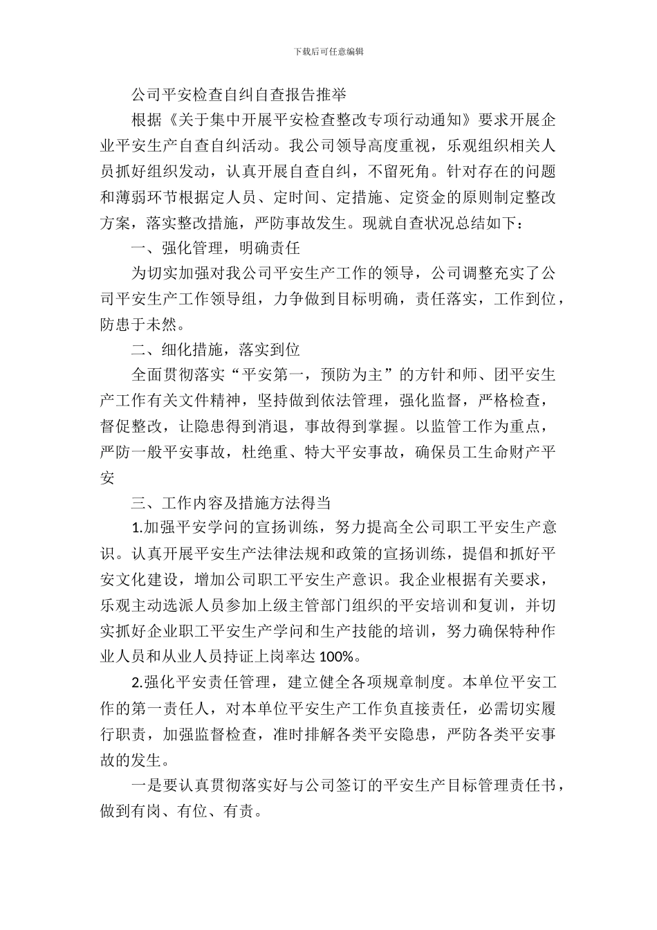 公司安全检查自纠自查报告推荐_第2页