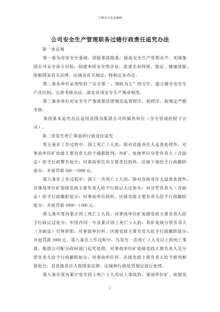 公司安全生产管理职务过错行政责任追究办法