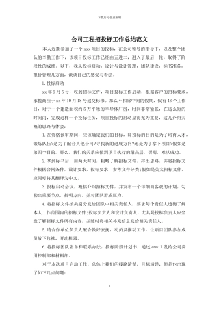 公司工程招投标工作总结范文