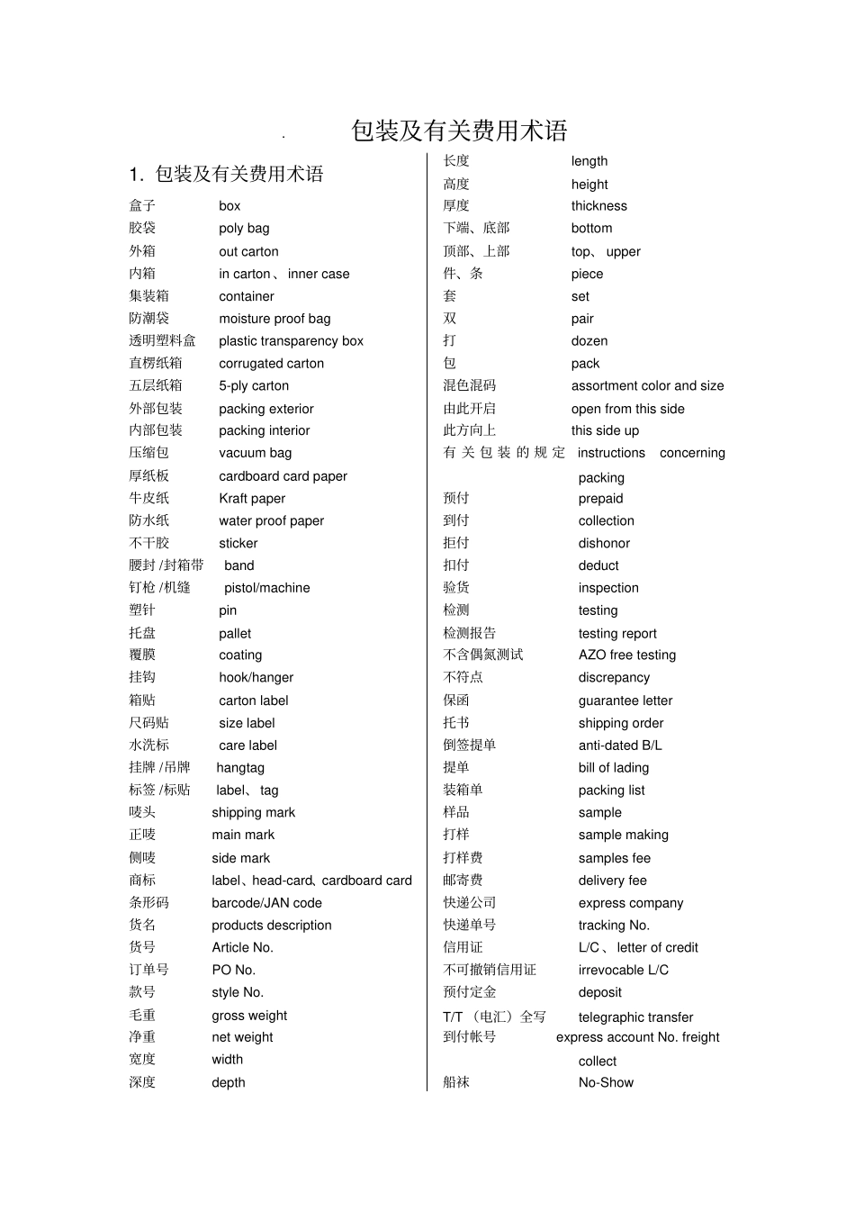 袜子外贸专业术语_第1页