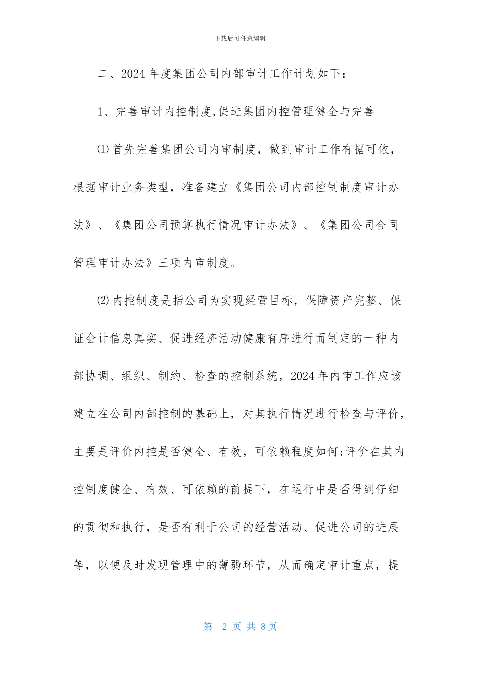 公司年度审计师工作计划_第2页