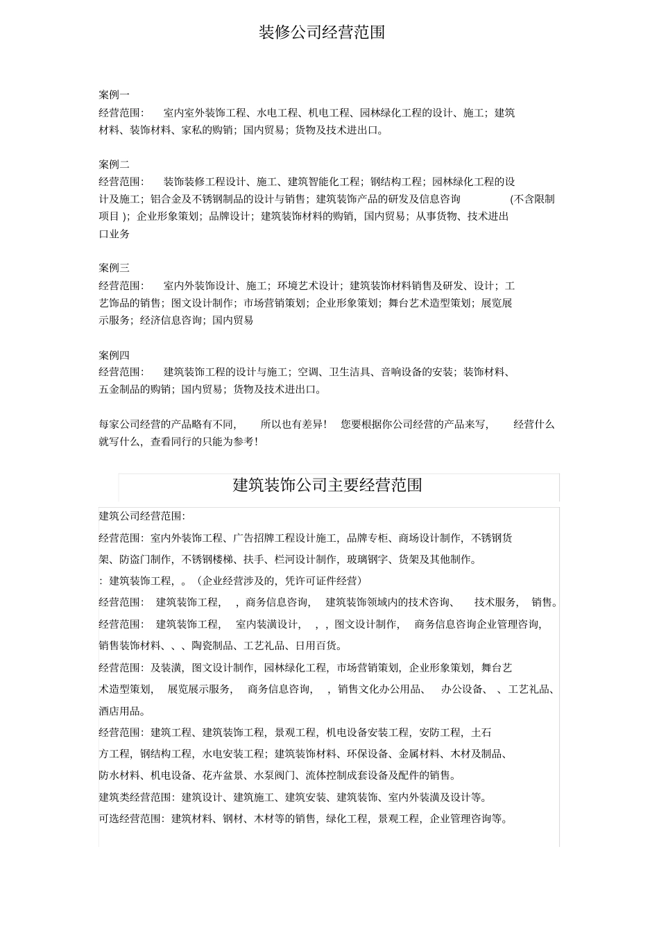 装修公司经营范围有哪些_第1页