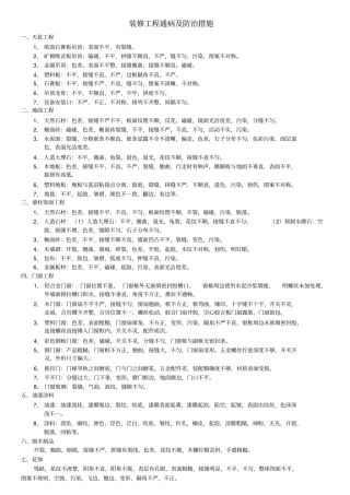 装修工程通病及防治措施