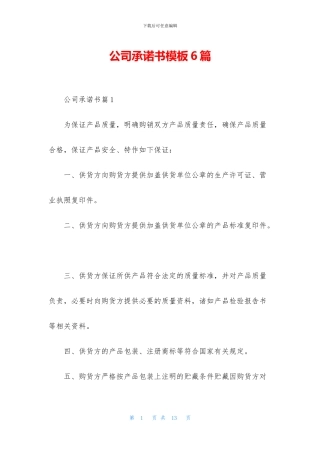 公司承诺书模板6篇