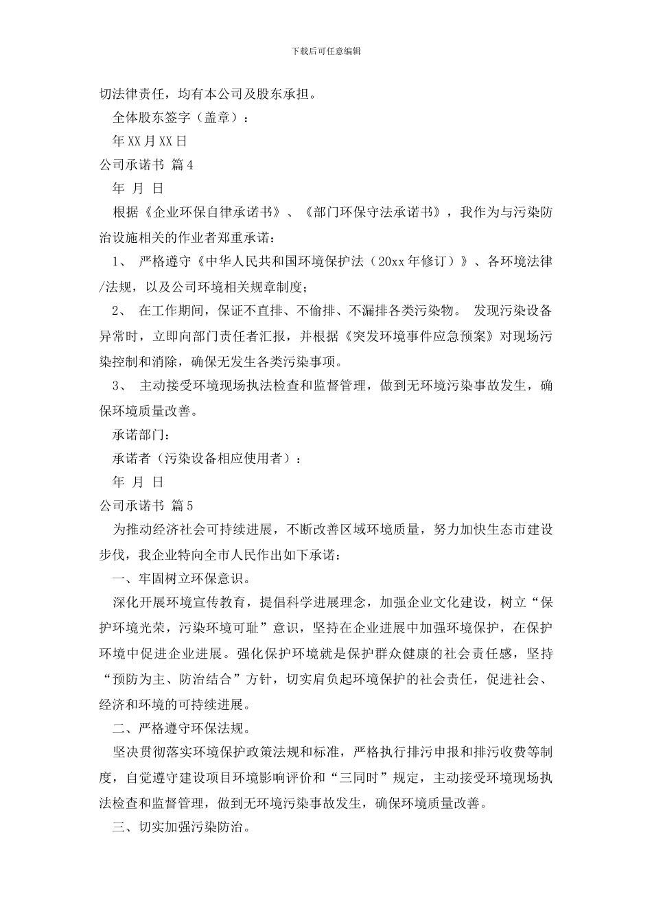公司承诺书集合5篇_第3页