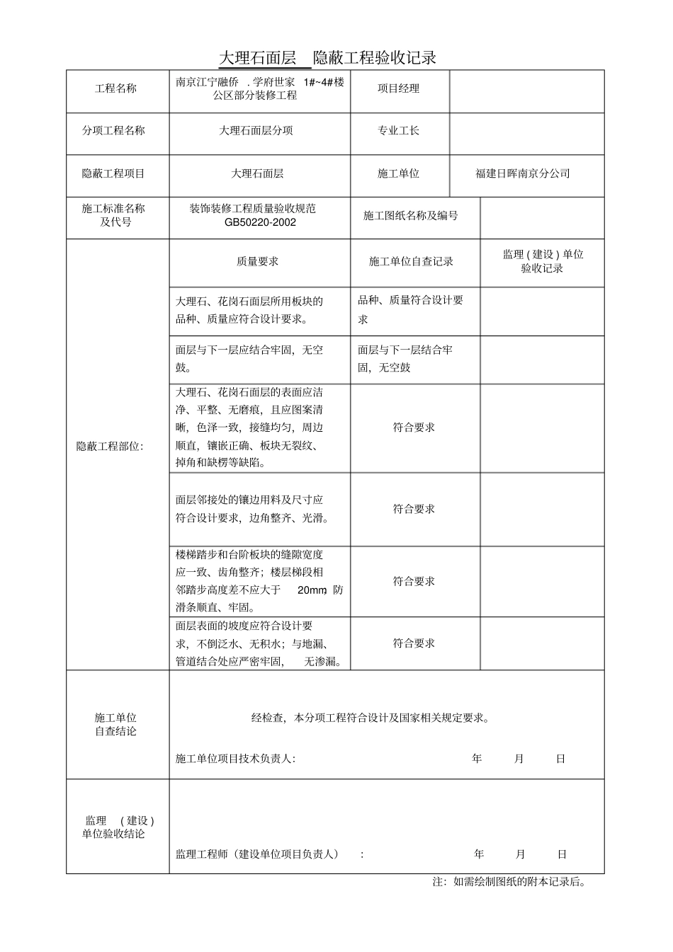装修隐蔽工程验收记录表_第3页