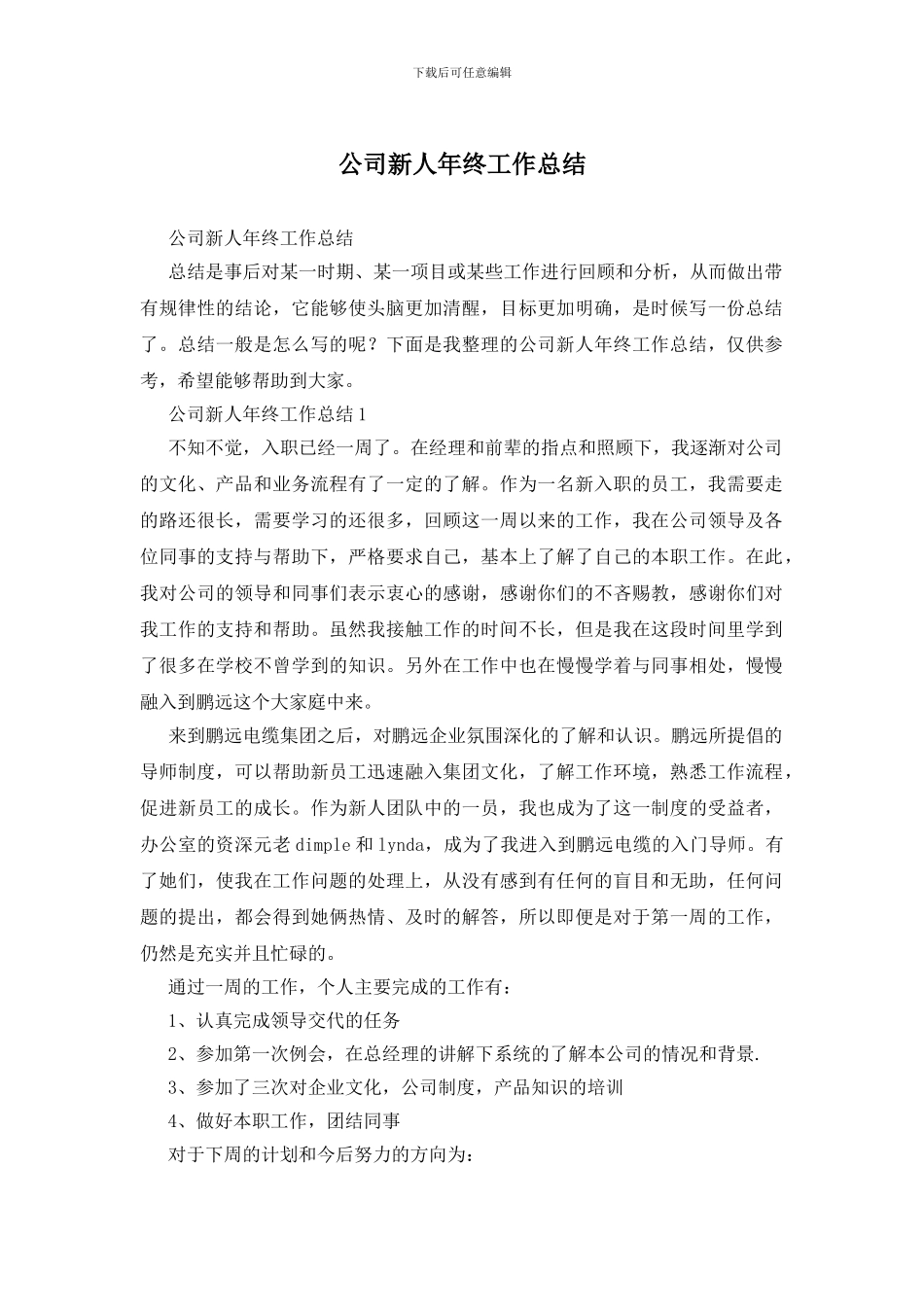 公司新人年终工作总结_第1页